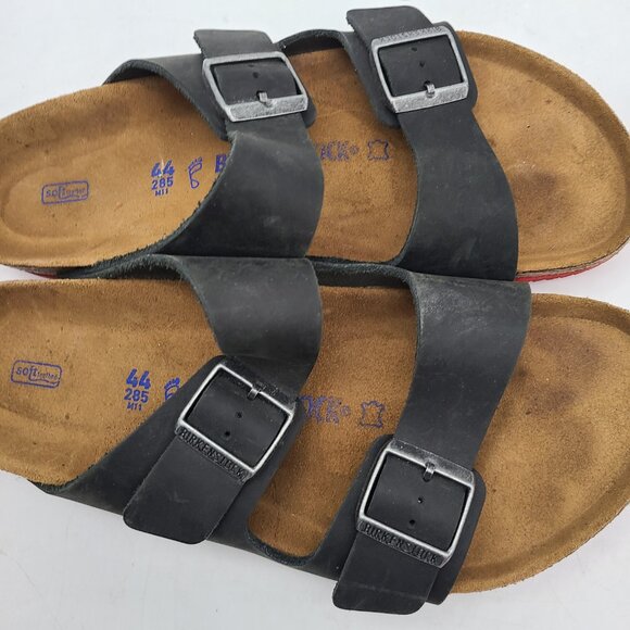 Black Arizona Birkentstocks Soft Footbed Red Vibram Sole Mens 44 Regular Fit